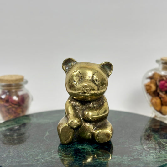 Vintage Solid Brass Panda Bear |⋆˙⟡| Figurine Paperweight