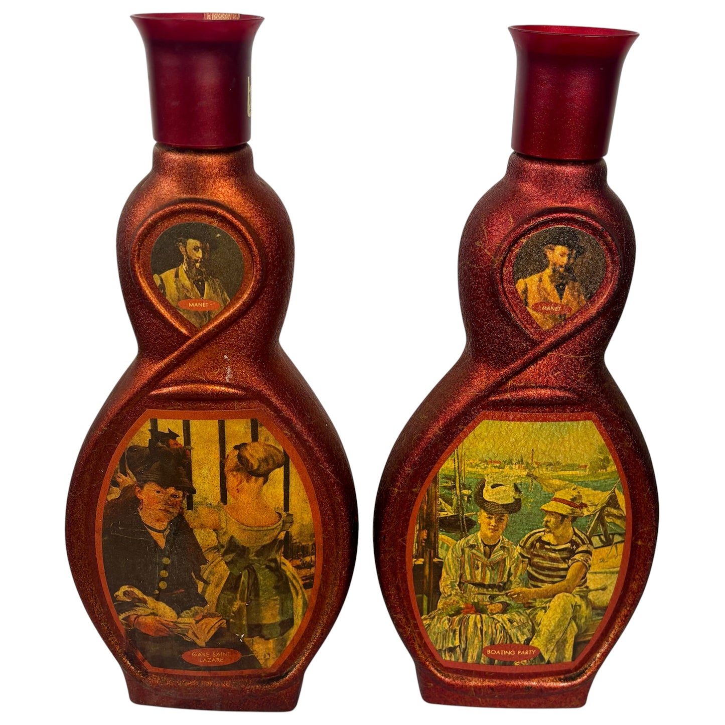 Vintage Manet Art Glass Decanter Set |⋆˙⟡| Gare Saint-Lazare & Boating Party – Pair
