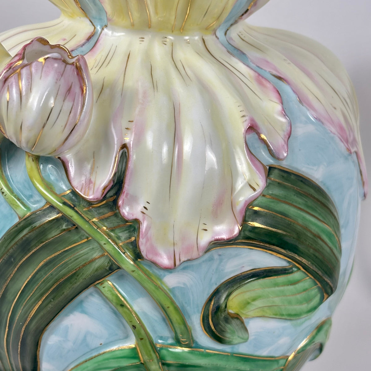 RARE Antique Vance Faience Co. & Wheeling Pottery |⋆˙⟡| Art Nouveau, Majolica Iris Vase