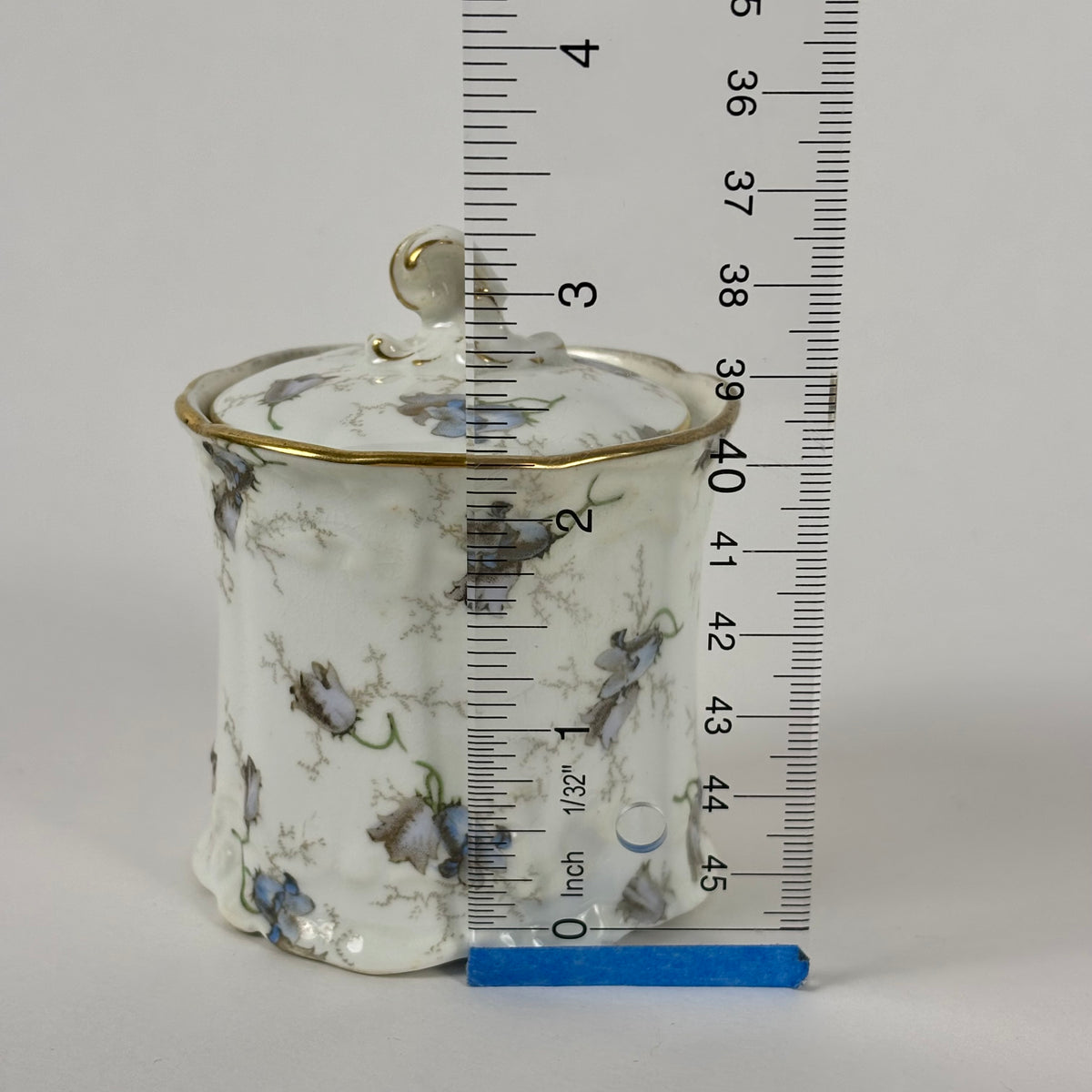 Antique Brown-Westhead, Moore & Co. Cauldon Porcelain Jar |⋆˙⟡| Blue Floral Lidded Vanity Jar