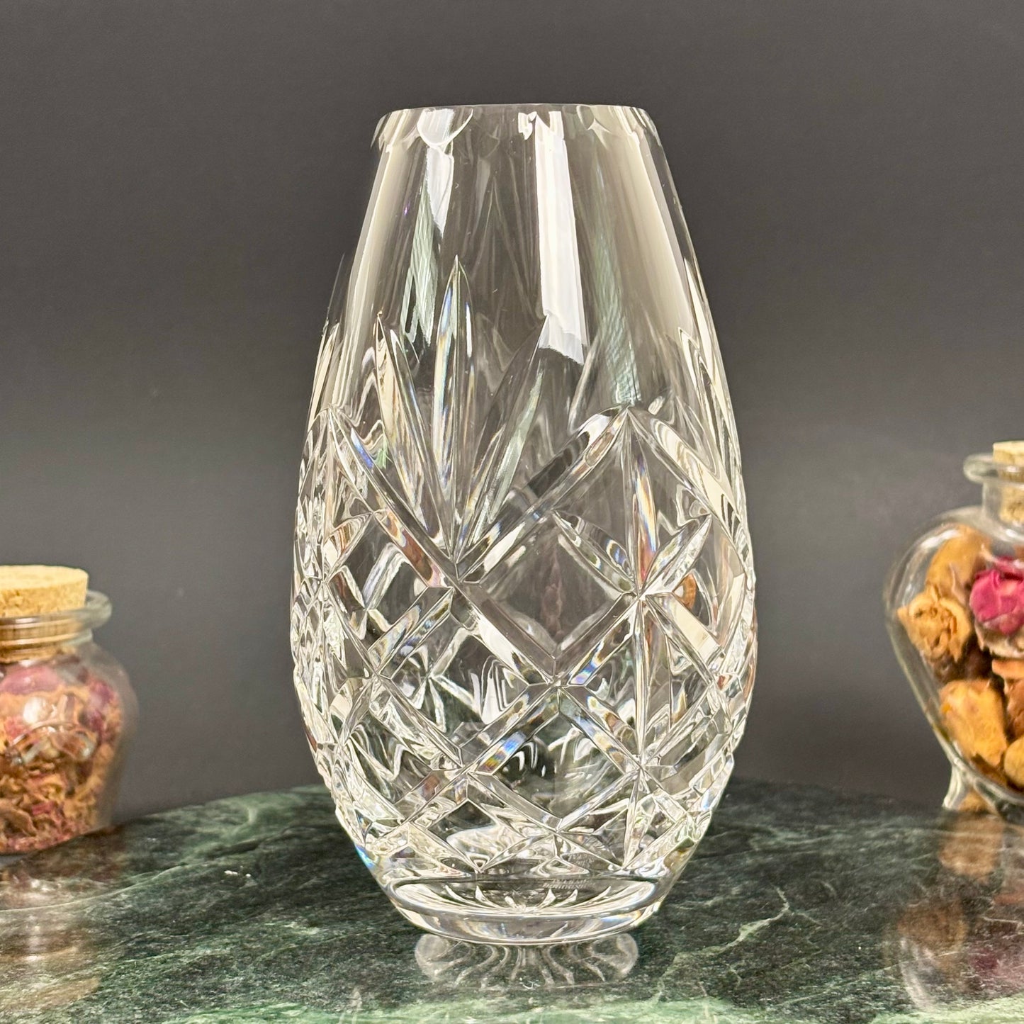 Edinburgh Crystal Cut Glass Vase | ⋆˙⟡ | Scottish Crystal Bud Vase, Starburst & Diamond Cut Pattern