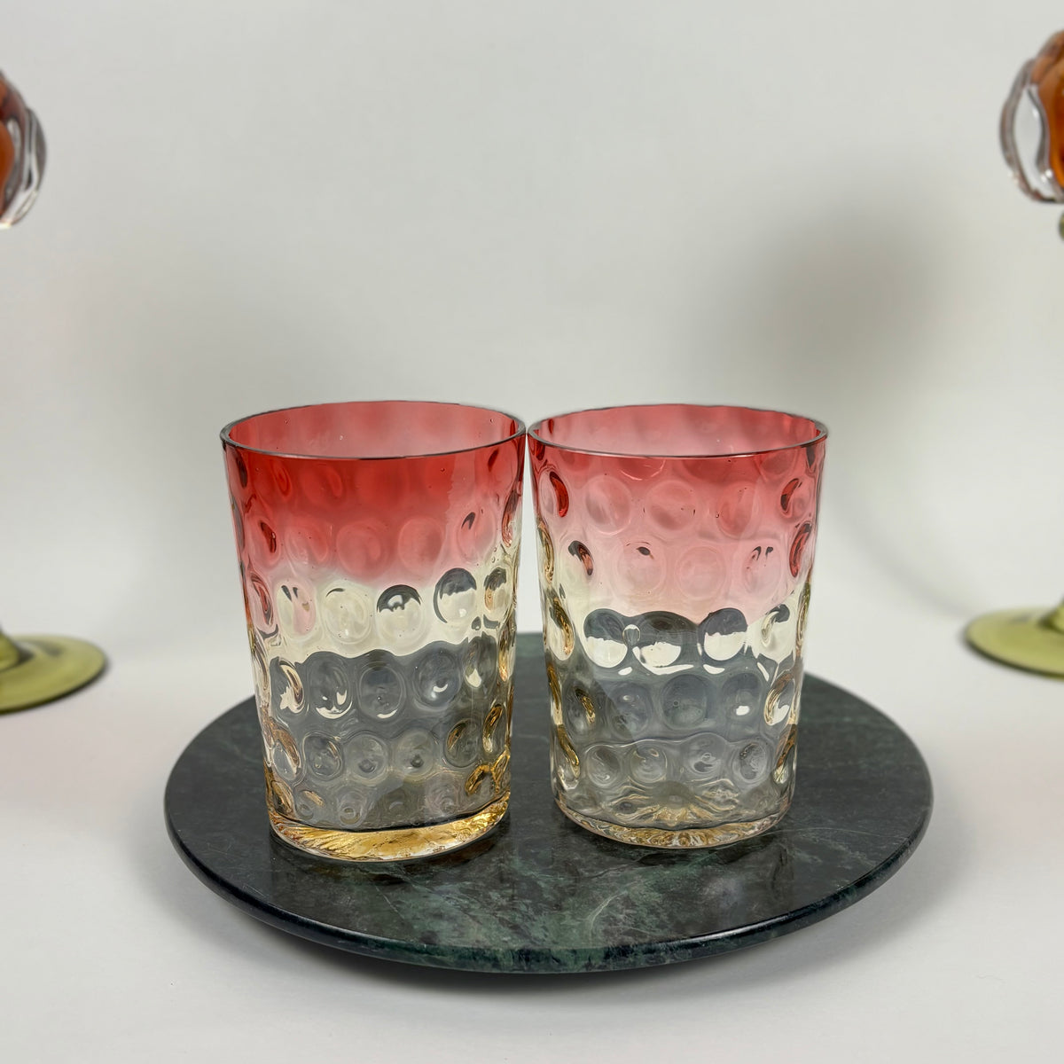 Antique Cranberry & Rubina Coin Dot, Spot Optic Glass |⋆˙⟡| Pitcher & Tumbler Set