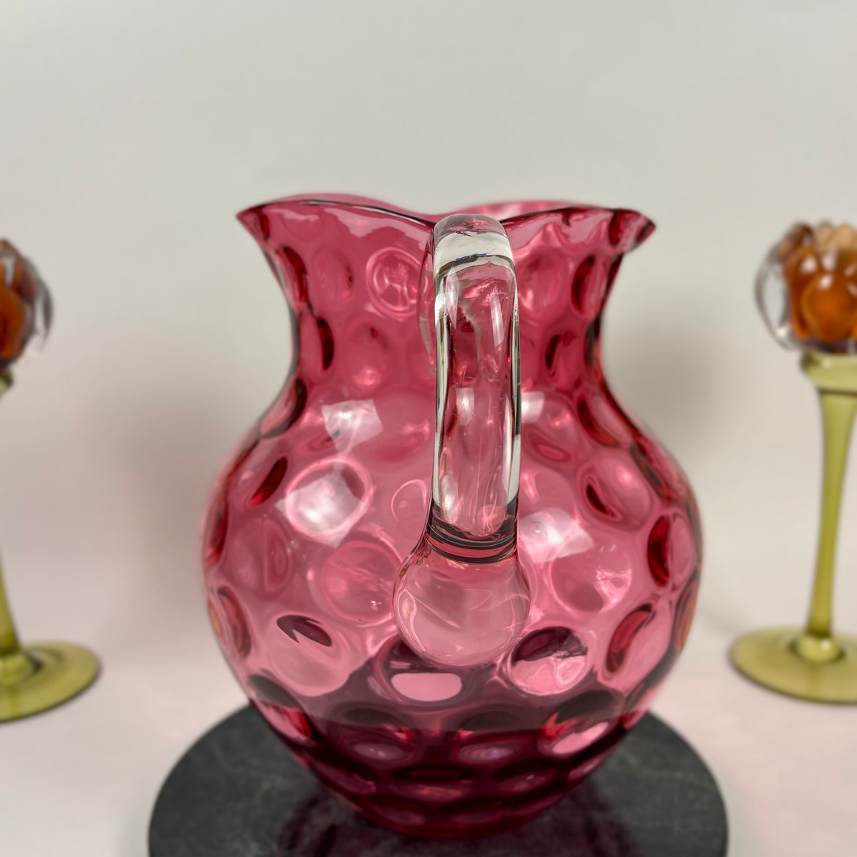 Antique Cranberry & Rubina Coin Dot, Spot Optic Glass |⋆˙⟡| Pitcher & Tumbler Set