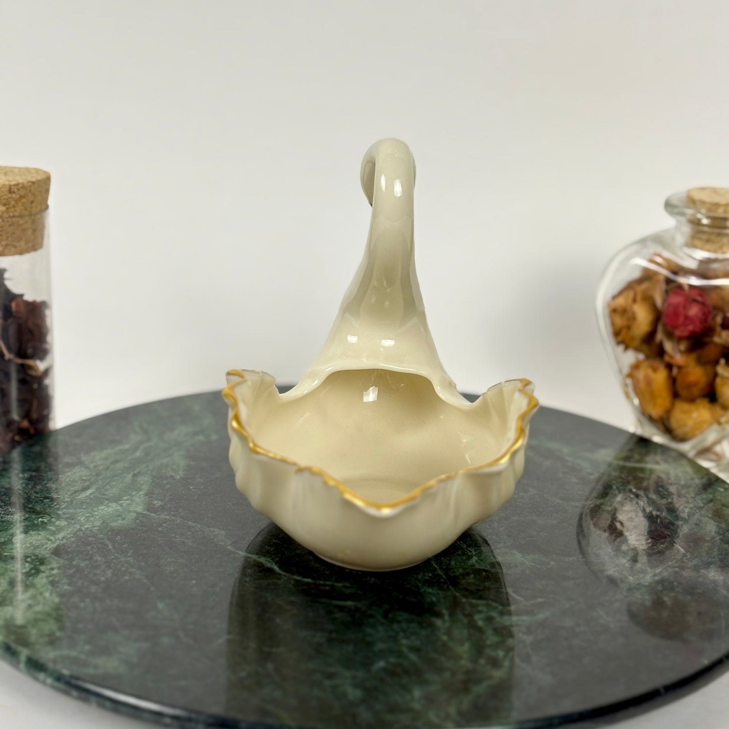 Vintage Lenox Ivory Swan Trinket Dish, Cake Topper, Gold Trim |⋆˙⟡| Made in USA