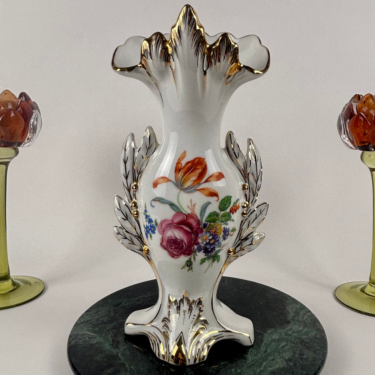 Vintage Limoges AJCO Bridal Vase |⋆˙⟡| Old Paris Style Floral Porcelain, c. 1950s