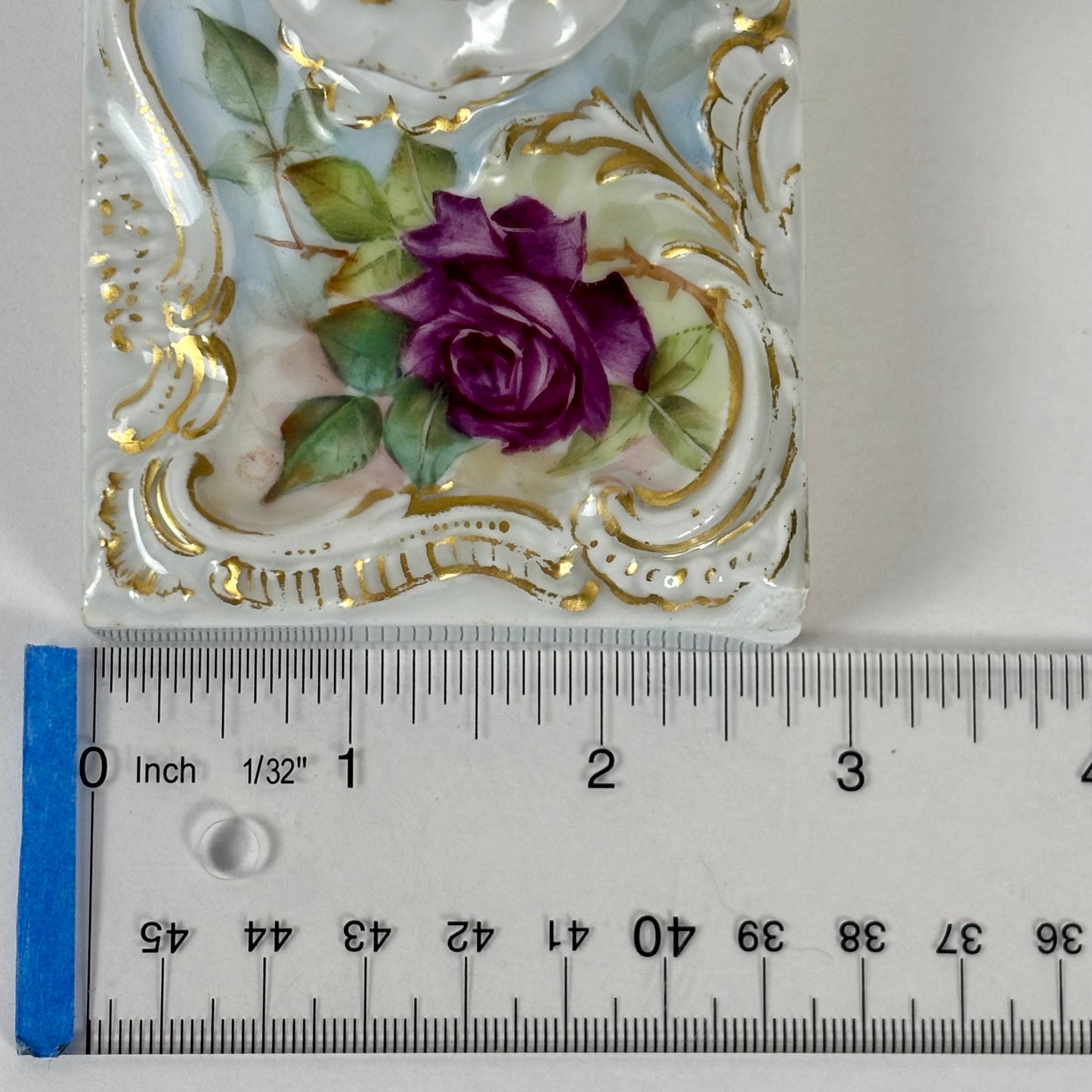 Vintage Porcelain Rose Paperweight |⋆˙⟡| with Gold Detail
