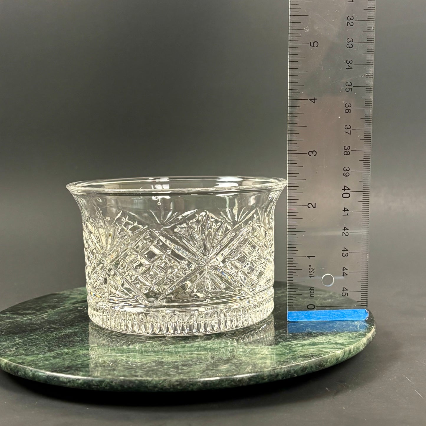 Clear Pressed Glass Bowl |⋆˙⟡ | Diamond & Starburst Pattern