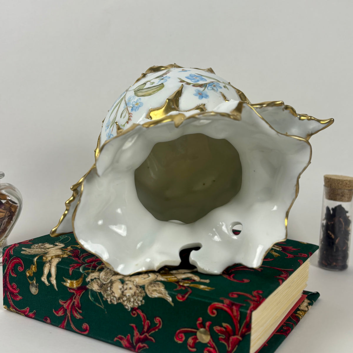 Antique Hand-Painted Floral Vase |⋆˙⟡| Ohio Valley China, Victorian Gold Gilt, c. 1897