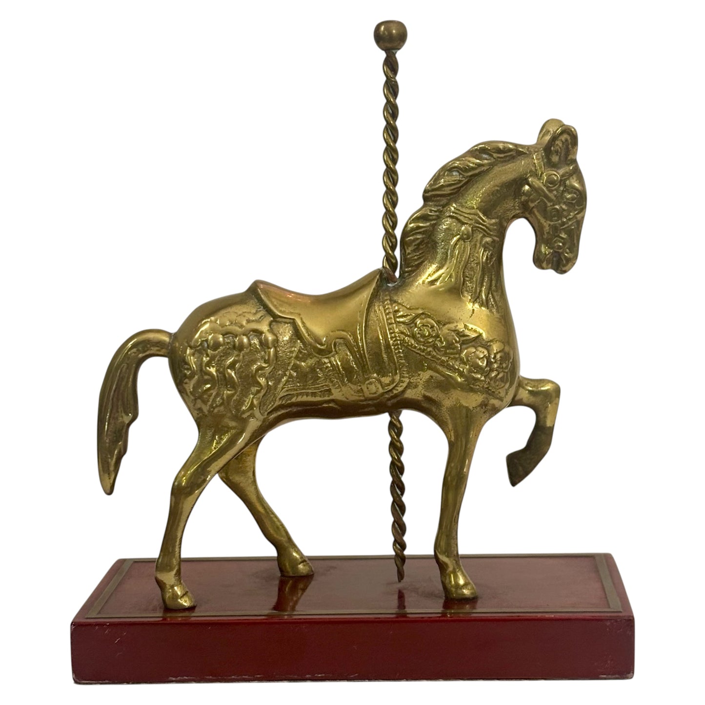 Vintage Brass Carousel Horse Figurine on Wood Base |⋆˙⟡ |  Mid Century Decor / Bookend / Shelf Accent