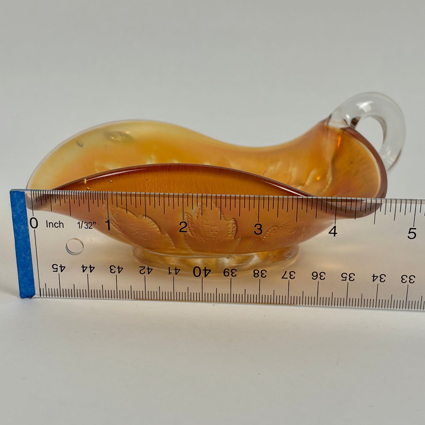 Antique Dugan Glass Leaf Ray Marigold Carnival Glass Nappy Dish |⋆˙⟡| Iridescent Handled Bowl, c. 1910