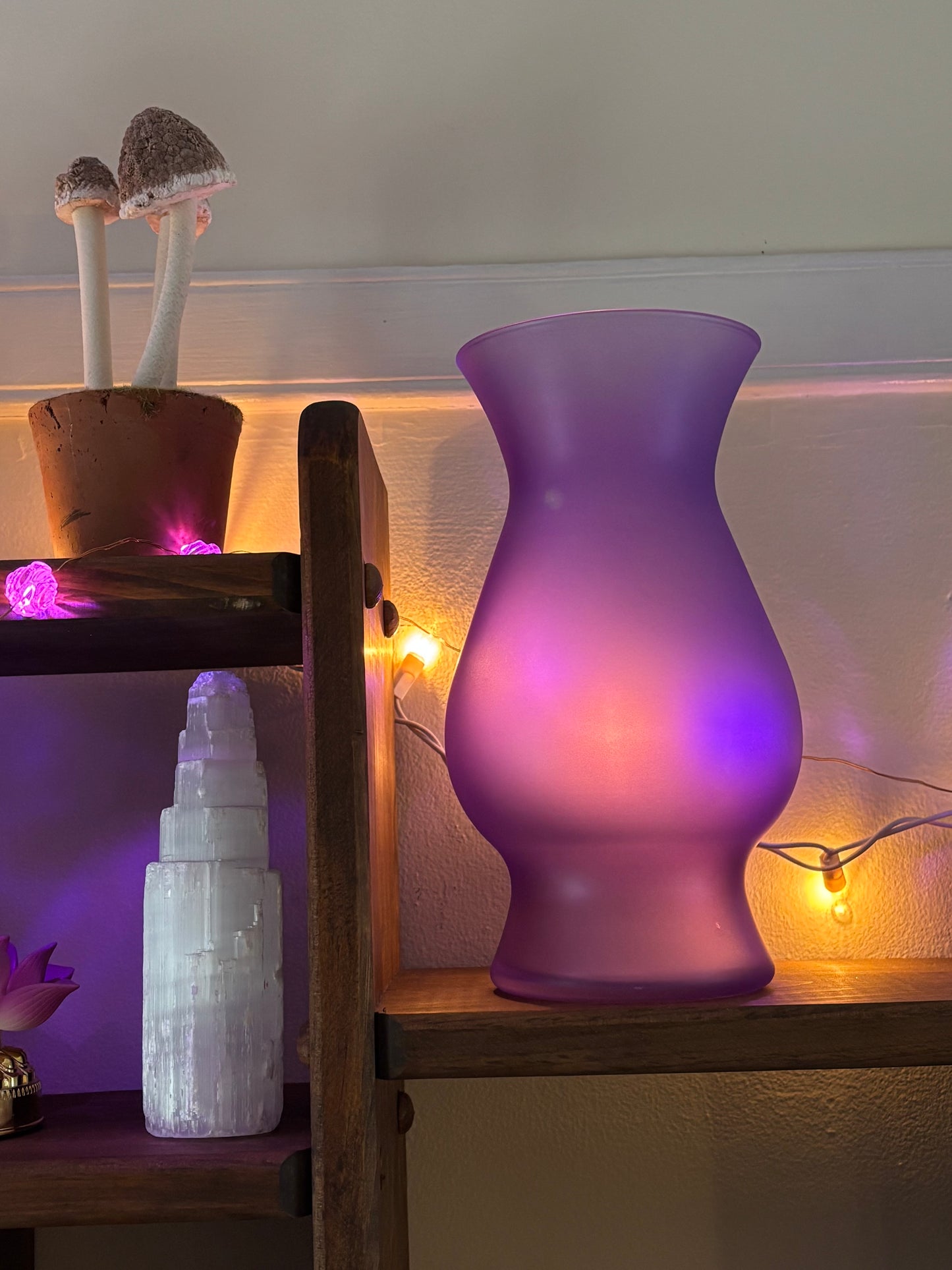 Purple Frosted Glass Vase