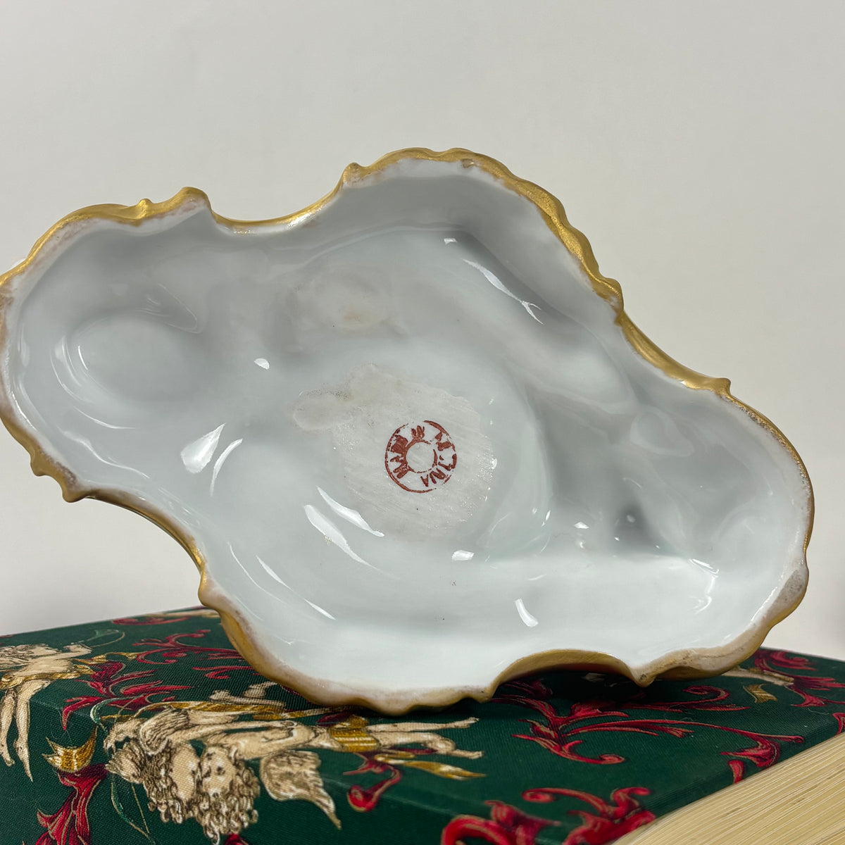 Antique Porcelain Holly Berry Desk Set |⋆˙⟡| Gold Gilt French Porcelain