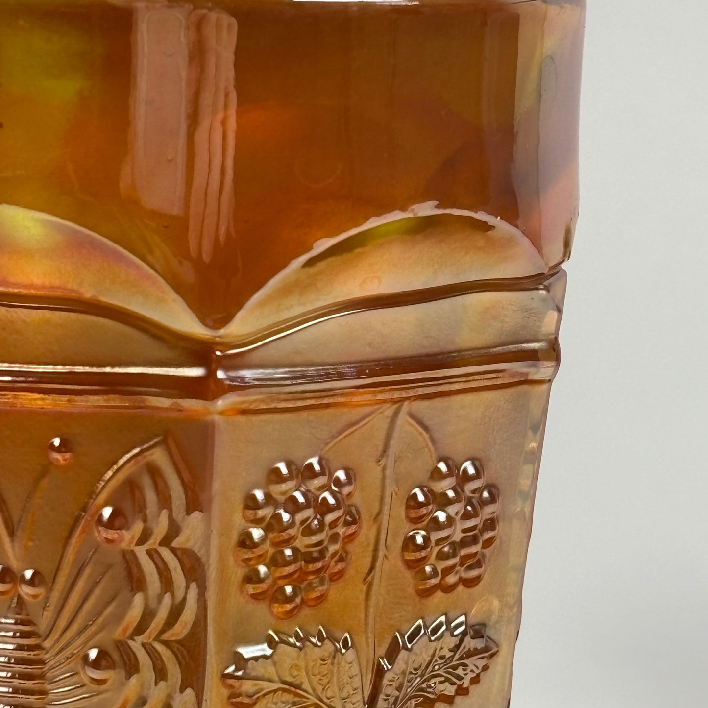 Antique Fenton Butterfly & Berry Marigold Carnival Glass Juice Tumbler |⋆˙⟡| c. 1911