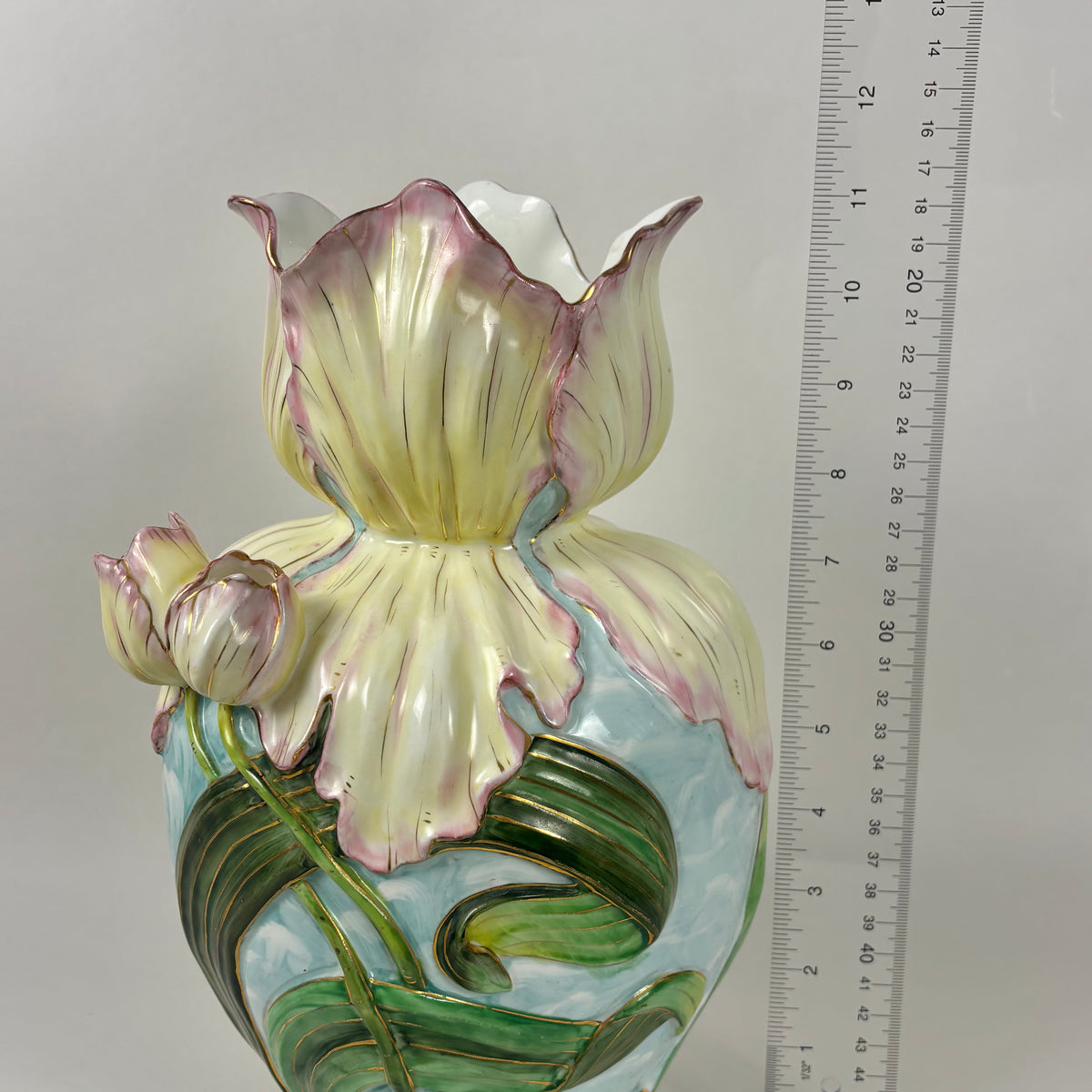 RARE Antique Vance Faience Co. & Wheeling Pottery |⋆˙⟡| Art Nouveau, Majolica Iris Vase
