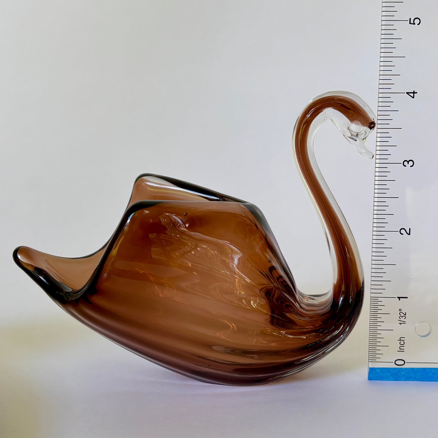 Vintage Amber Glass Swan |⋆˙⟡ |  Mid Century Art Glass Bird Planter / Candy Dish