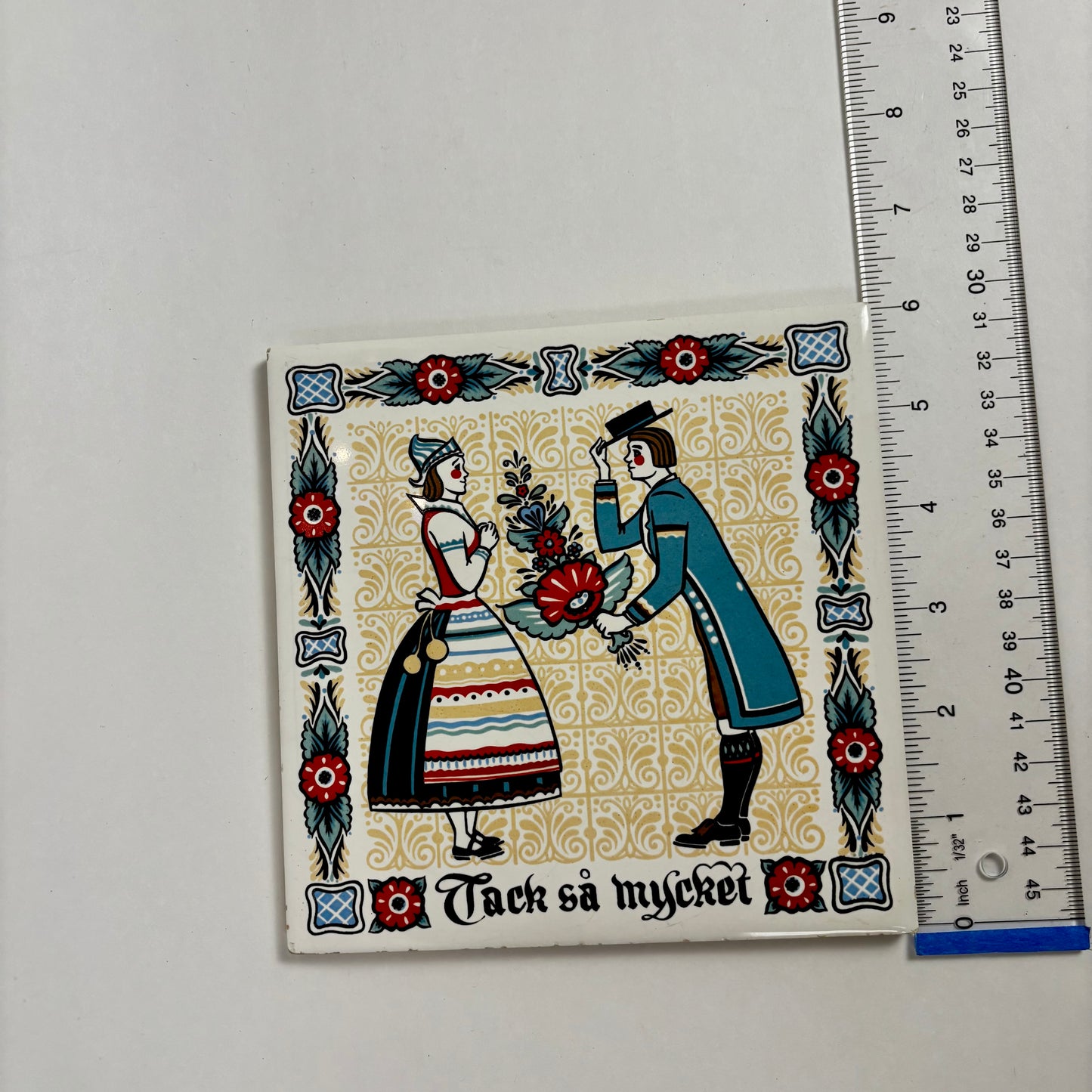 Vintage Berggren Trayner Scandinavian Folk Art |⋆˙⟡ | Ceramic Tile Wall Plaque, Set of 2