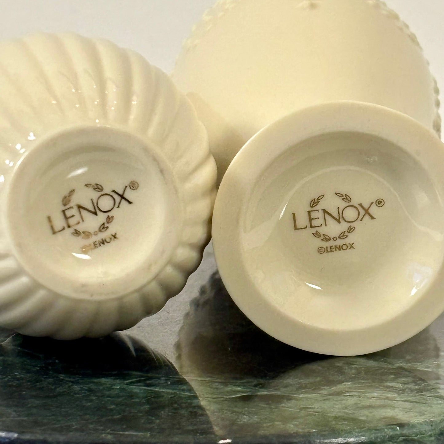 Vintage Lenox Ivory Vase Set ⋆˙⟡ Pair of Cream Porcelain Bud Vases with Gold Trim
