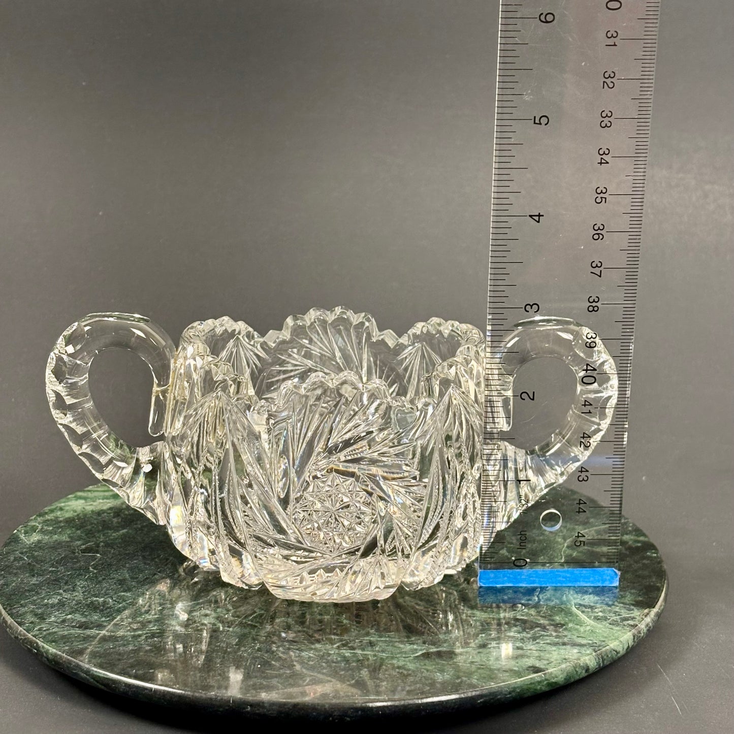 Vintage Cut Crystal Double Handle Bowl |⋆˙⟡| Starburst Design