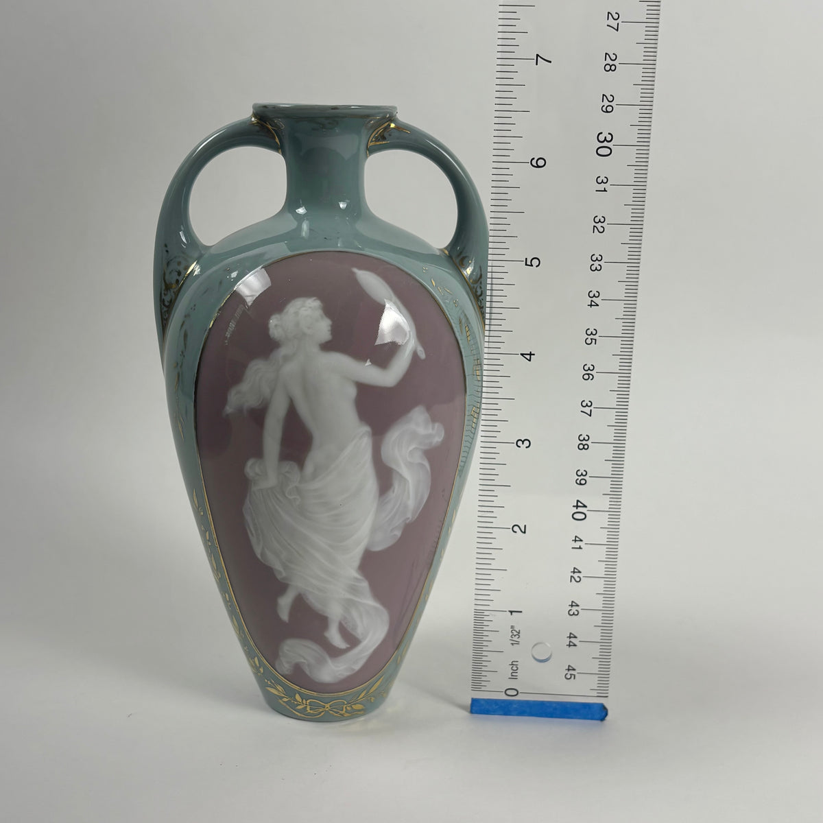 Antique Gebrüder Heubach Porcelain Cameo Vase |⋆˙⟡| Double Handle, Art Nouveau Vase