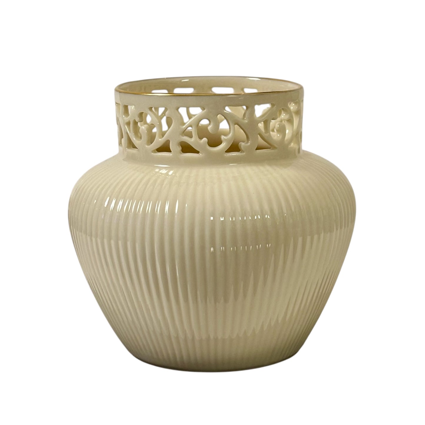Lenox Tracery Vase ~ Vintage |⋆˙⟡ |  Ivory Porcelain with 24K Gold Rim & Pierced Openwork Top