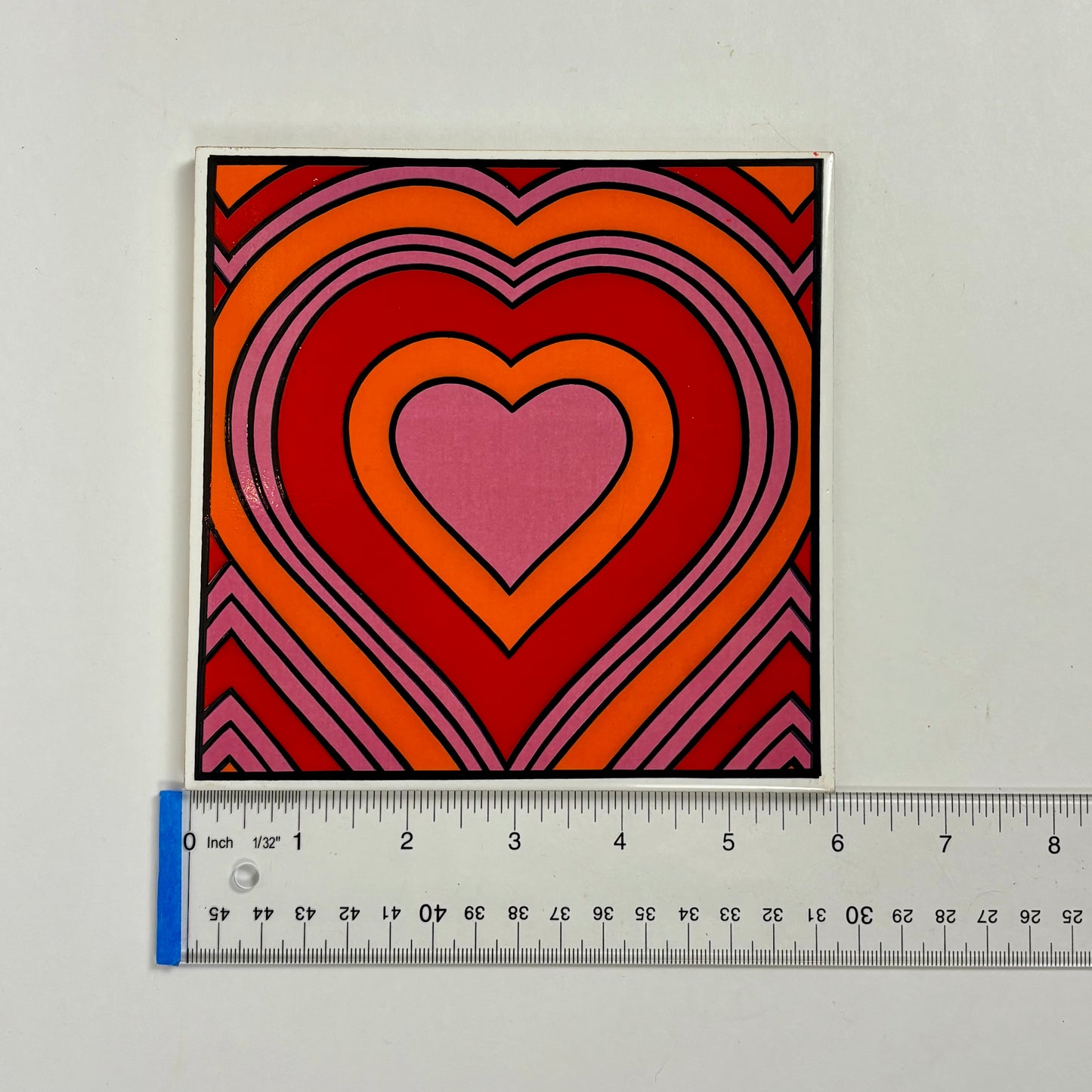 Vintage Mod Floral & Heart Tile Wall Art Set |⋆˙⟡ | Retro 70s Pop Art Ceramic Tiles, Set of 2