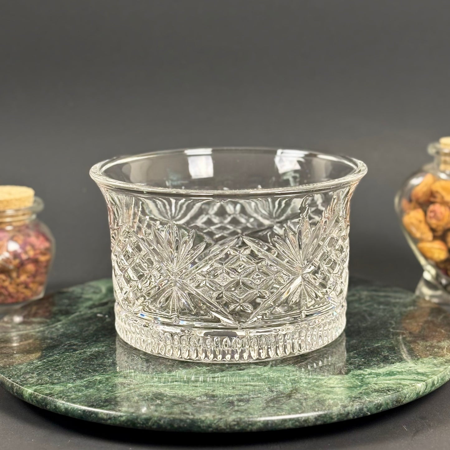 Clear Pressed Glass Bowl |⋆˙⟡ | Diamond & Starburst Pattern