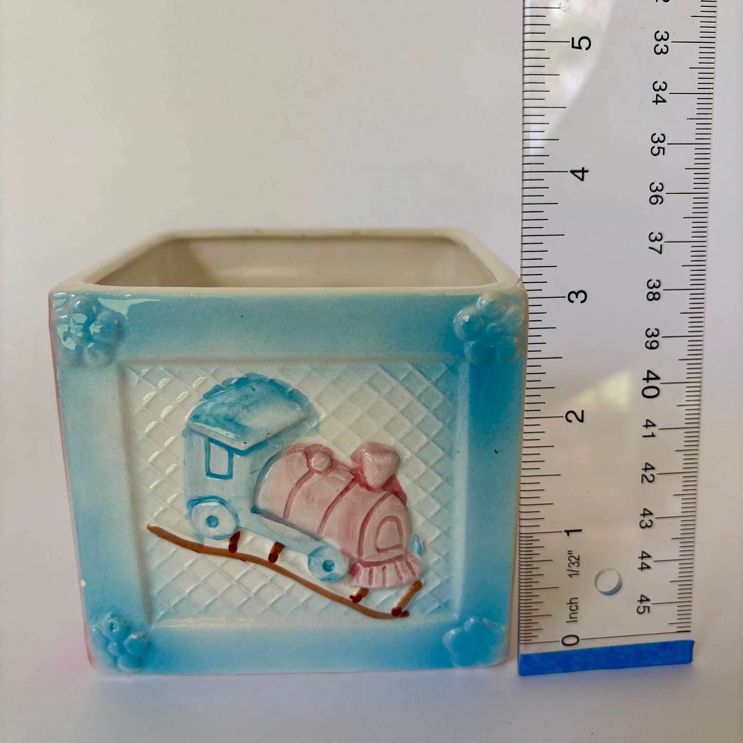 1984 Vintage My-Neil Baby Nursery Planter Cachepot |⋆˙⟡ | Pink Blue Teddy Bear Duck Train Ceramic Decor