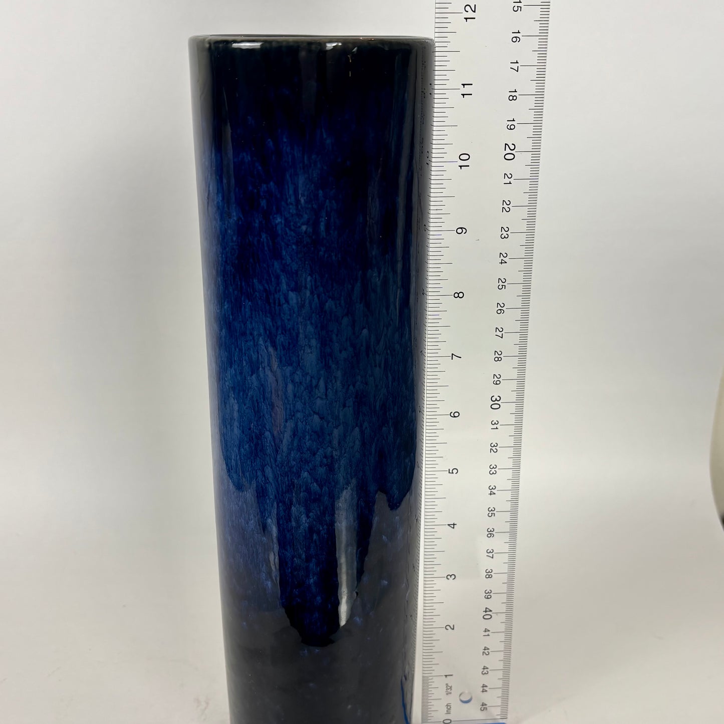 Vintage Japanese Cobalt Blue Drip Glaze Cylinder Vase |⋆˙⟡| Mid Century Modern Pottery