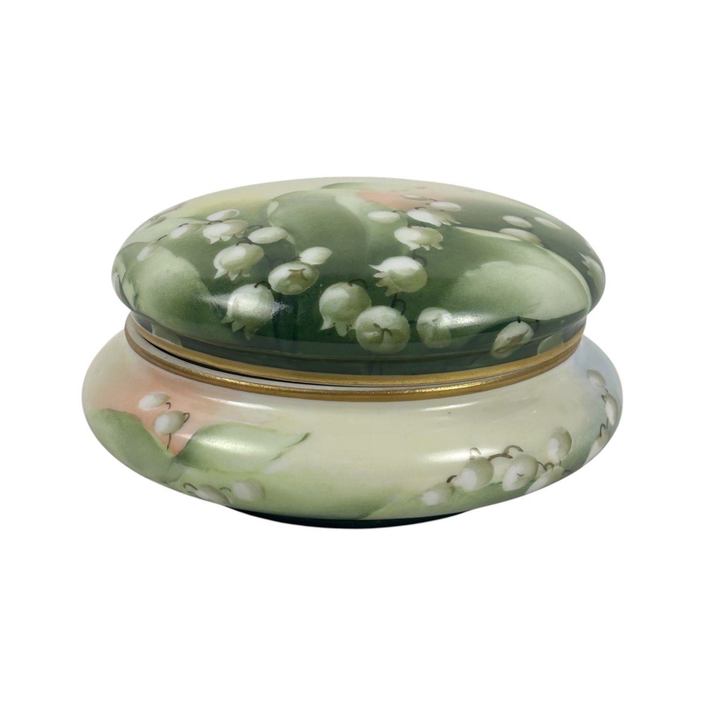 Antique Vienna Hand Painted Lily of the Valley Porcelain Trinket Box |⋆˙⟡| Vanity Decor, Jewelry Box