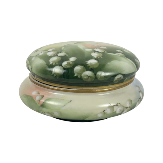 Antique Vienna Hand Painted Lily of the Valley Porcelain Trinket Box |⋆˙⟡| Vanity Decor, Jewelry Box