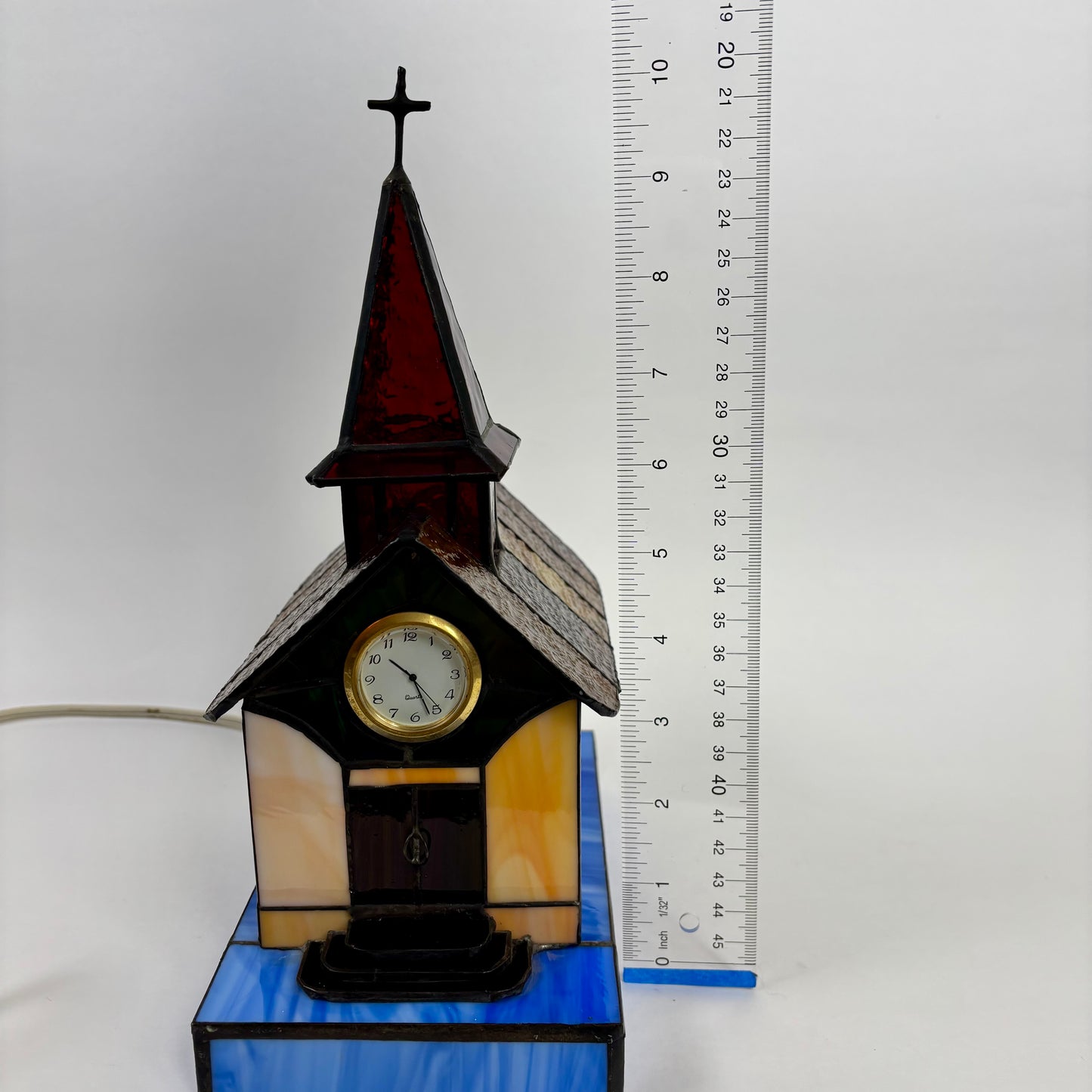 Vintage Stained Glass Church Lamp |⋆˙⟡| with Clock