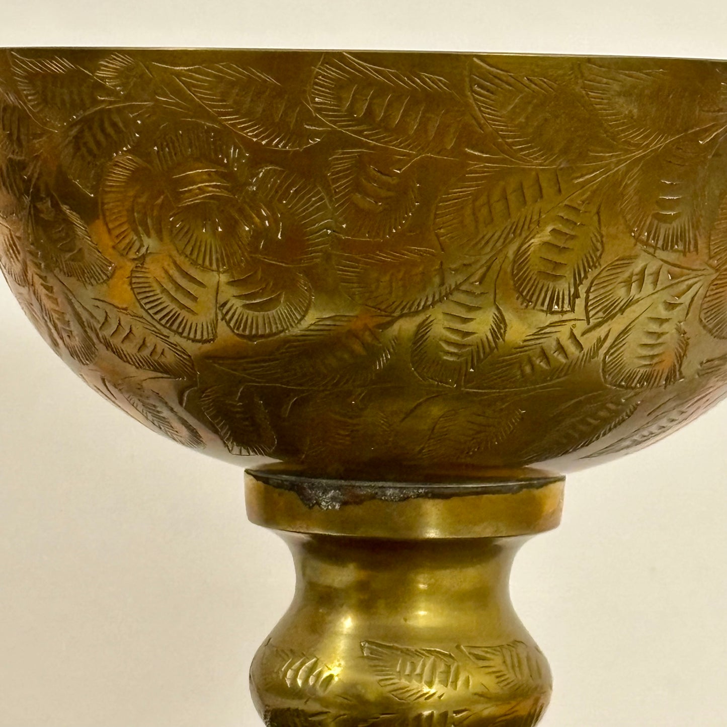 Vintage Sarna Brass Pedestal Bowl |⋆˙⟡ | Etched Brass Compote Dish – Made in India