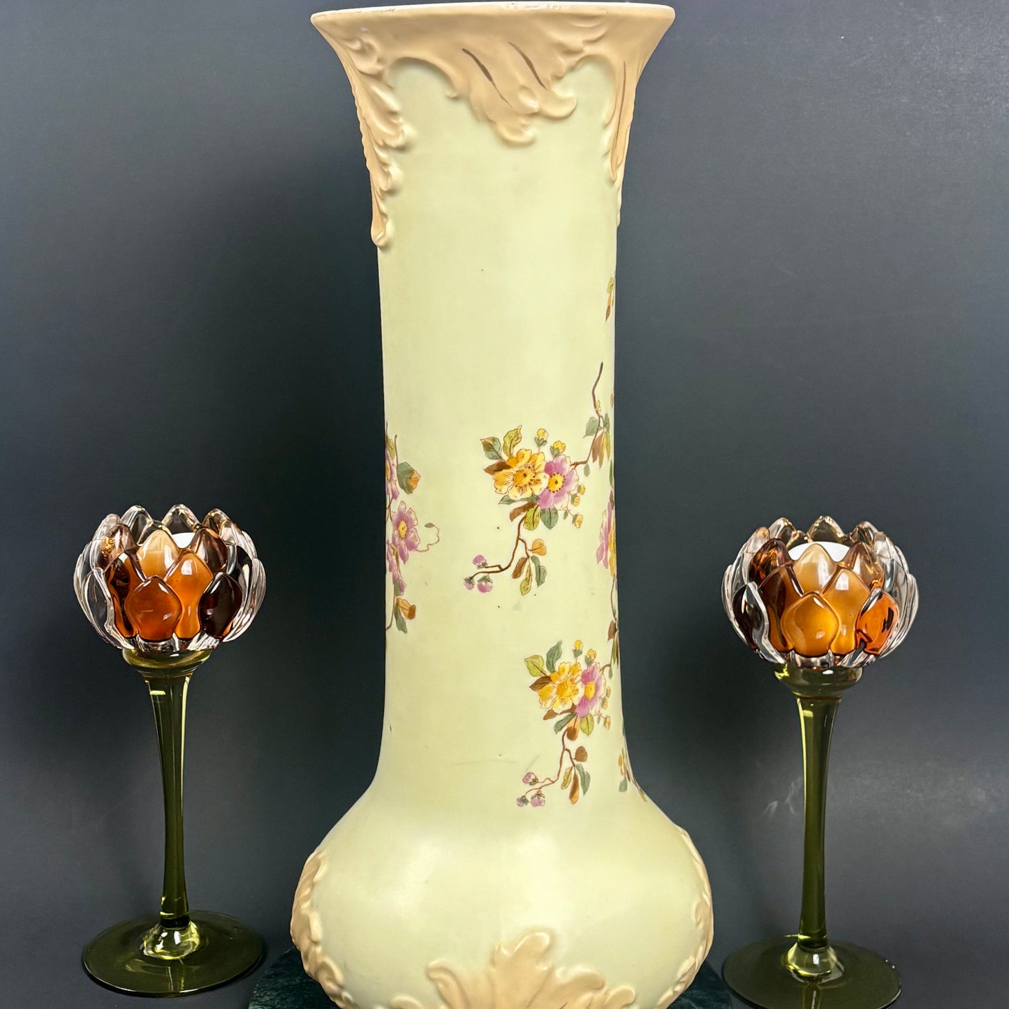 Antique RW Rudolstadt Germany Hand Painted Porcelain Vase |⋆˙⟡| Floral Design