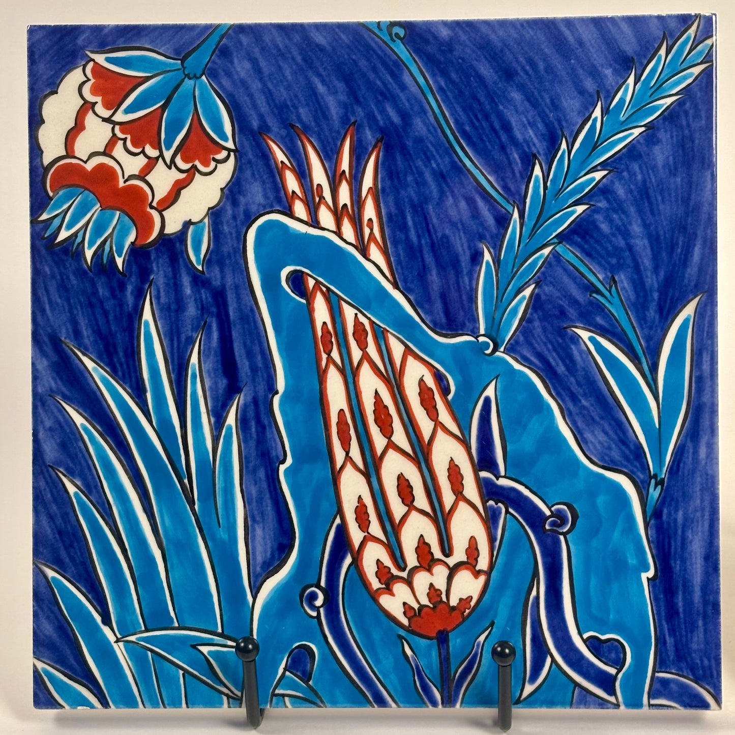 Handmade Turkish Ceramic Tiles, Set of 2 |⋆˙⟡ | Fettah Kütahya Floral Tiles