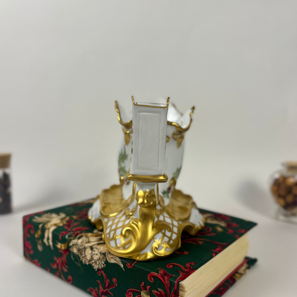 Antique Porcelain Holly Berry Desk Set |⋆˙⟡| Gold Gilt French Porcelain