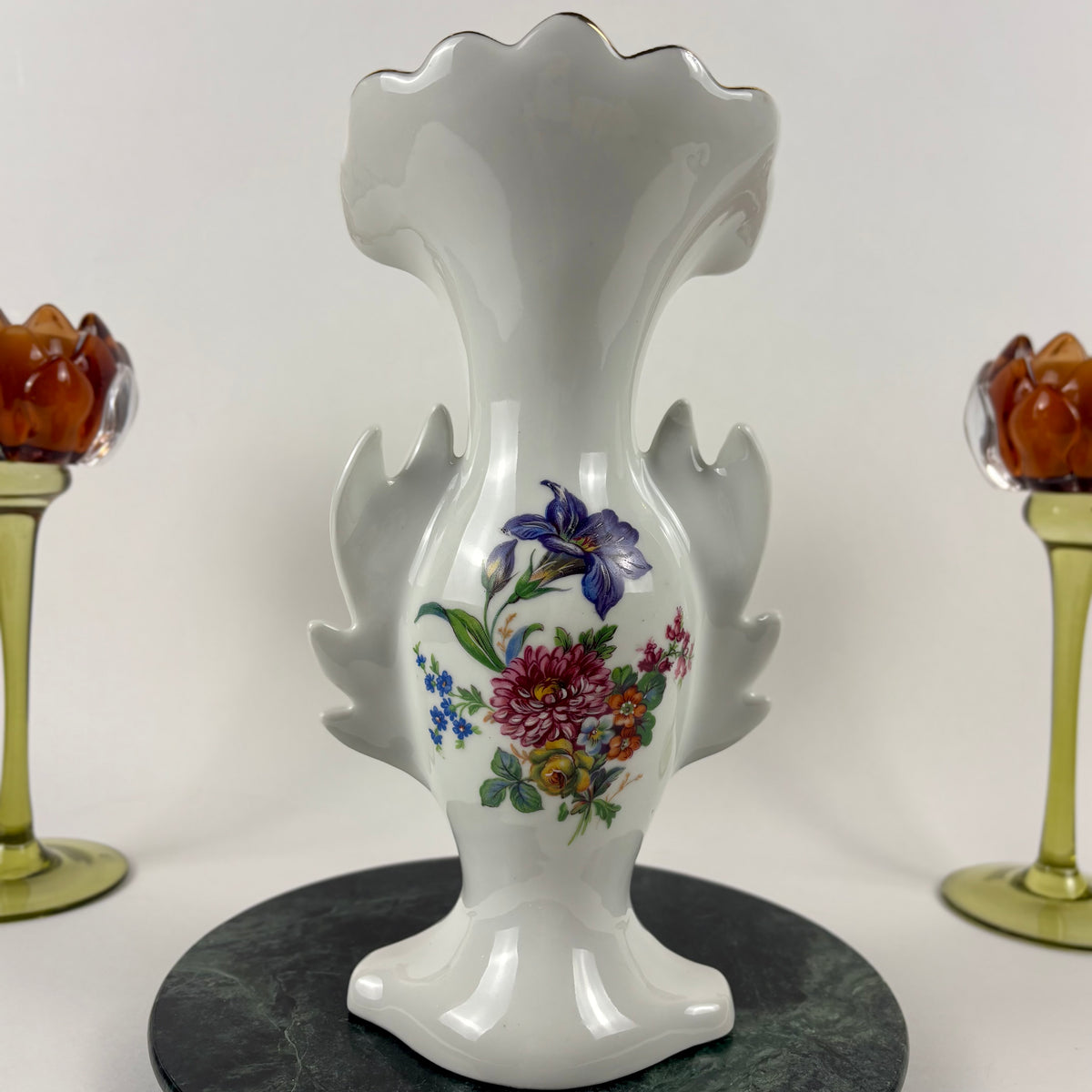 Vintage Limoges AJCO Bridal Vase |⋆˙⟡| Old Paris Style Floral Porcelain, c. 1950s