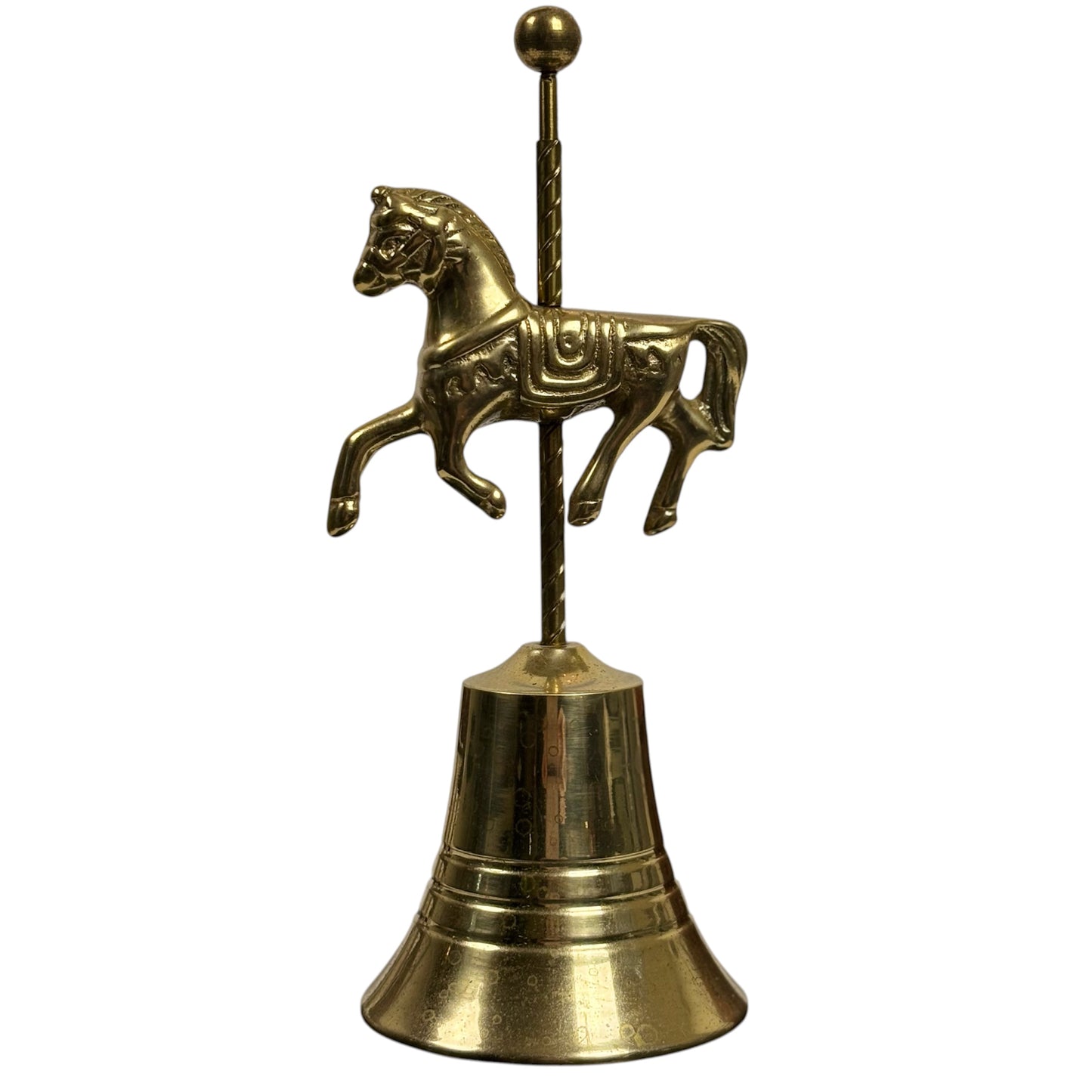 Vintage Brass Carousel Horse Bell ⋆˙⟡ Mid Century Brass Horse Desk Bell / Equestrian Decor