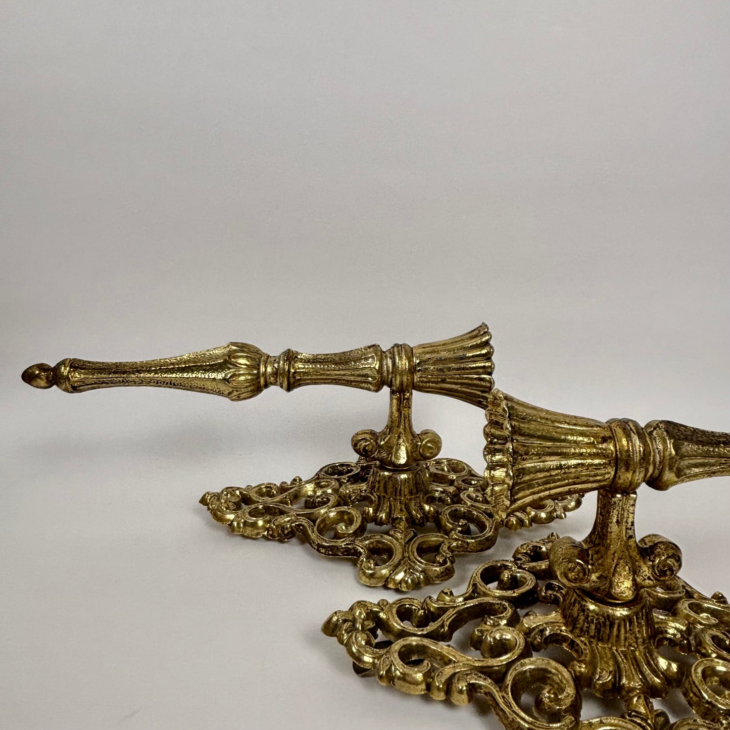 Pair of Vintage Ornate Gold Metal Wall Candle Sconces |⋆˙⟡| Hollywood Regency Scrollwork Candle Holders