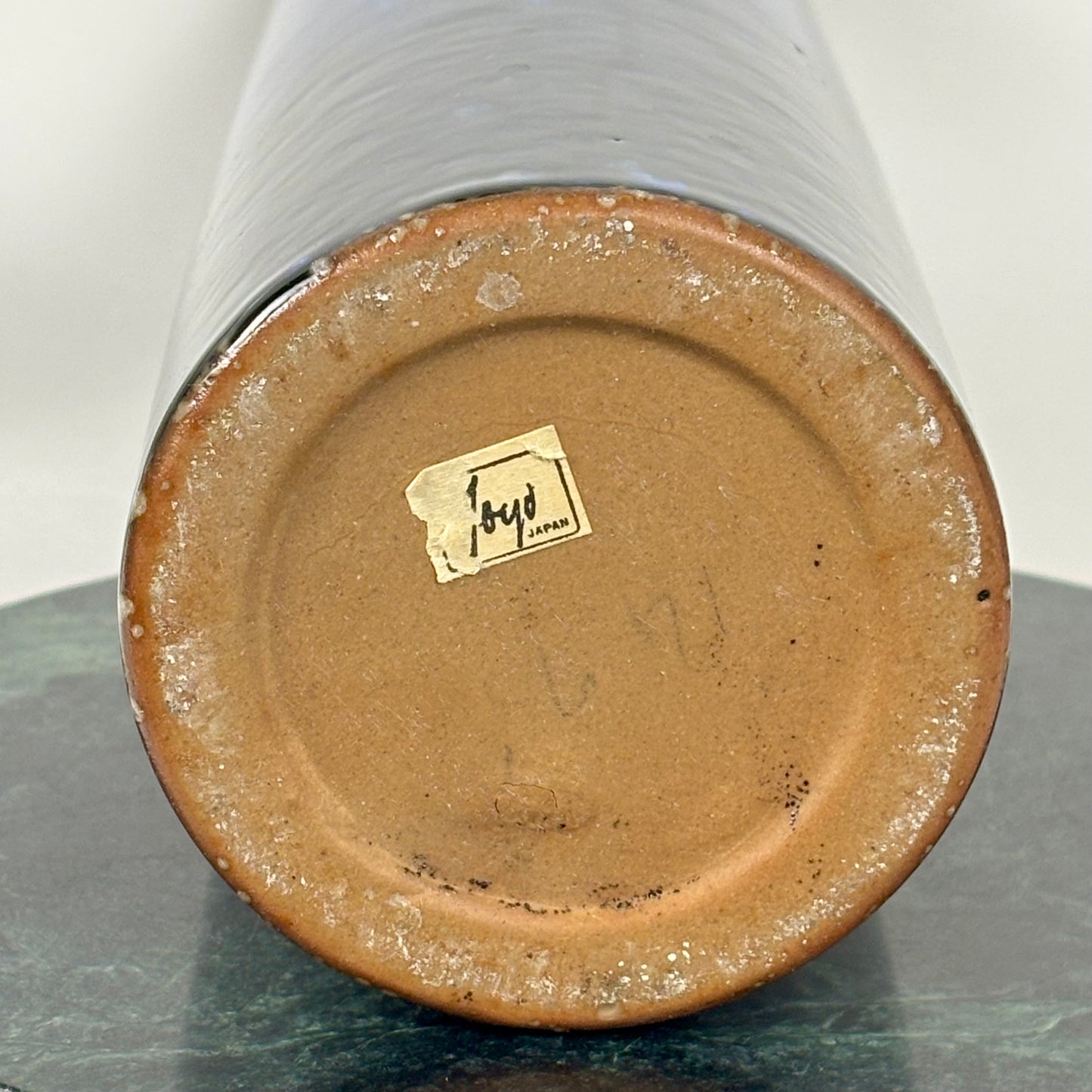 Vintage Japanese Cobalt Blue Drip Glaze Cylinder Vase |⋆˙⟡| Mid Century Modern Pottery