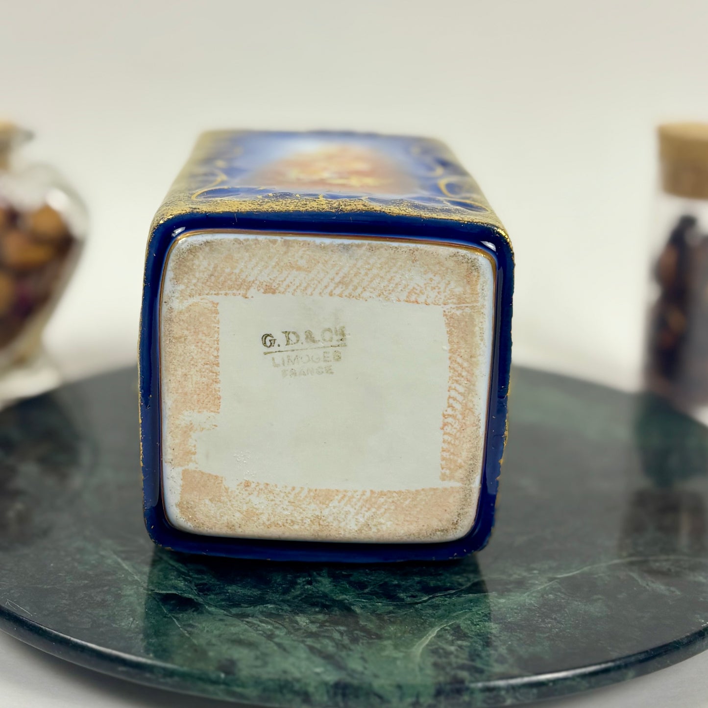 Antique G.D. & Cie Limoges France Vase |⋆˙⟡| Cobalt Blue & Gold Floral Vase