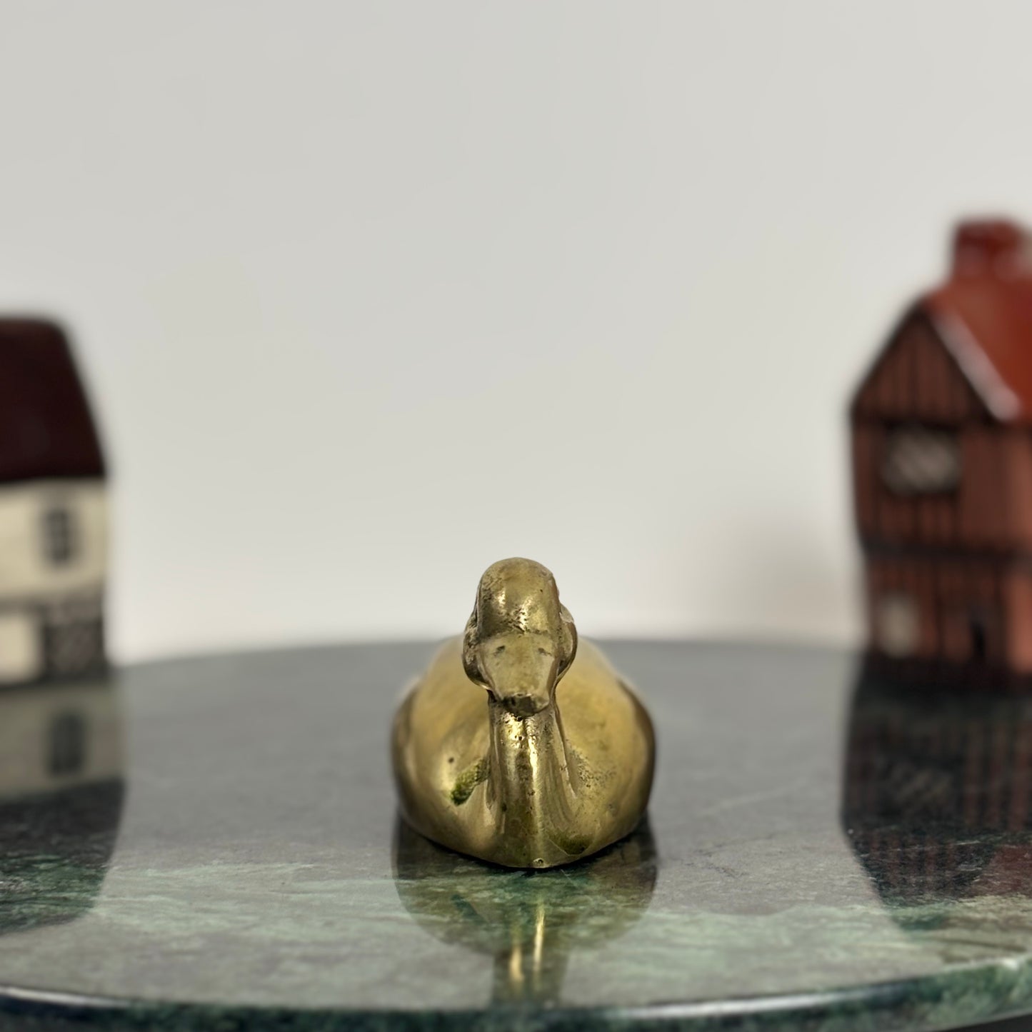Vintage Brass Plated Duck Figurine ⋆˙⟡ Small Mid Century Duck / Brass Bird Shelf Decor