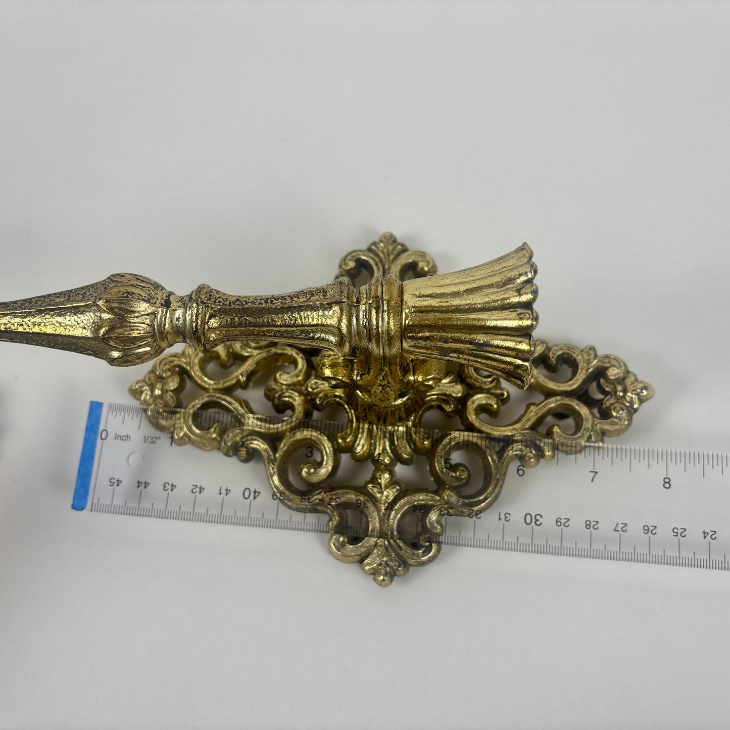 Pair of Vintage Ornate Gold Metal Wall Candle Sconces |⋆˙⟡| Hollywood Regency Scrollwork Candle Holders