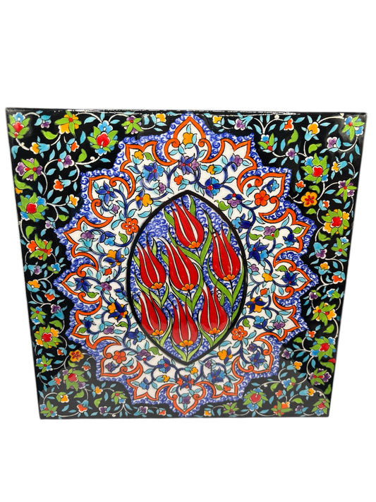 Decorative Turkish-Style Ceramic Tile |⋆˙⟡ | Floral Tulip Design